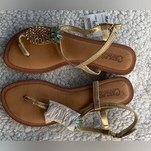 Carlos Women’s Rhinestone Pineapple Sandals Size 7.5